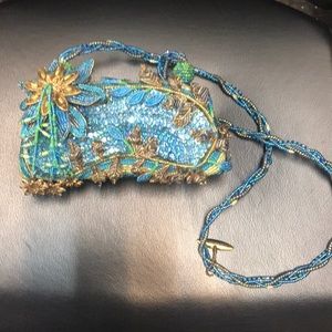Mary Frances beaded and sequined crossbody bag.